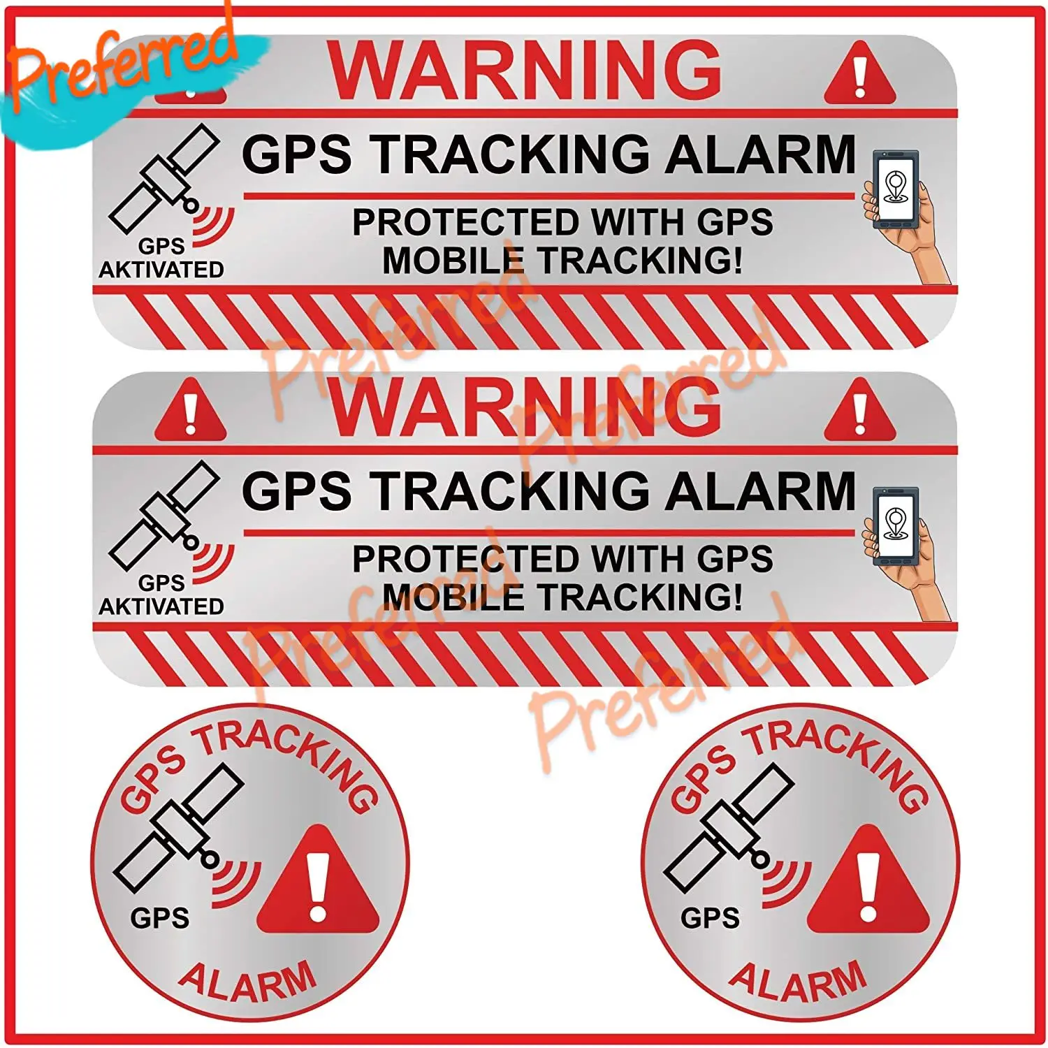 KOKOTEX GPS Sticker Car (Pack of 4) Silver Small Anti-Theft Tracking Alarm Sticker for Bicycle Boat RV Mobile Phone Tablet