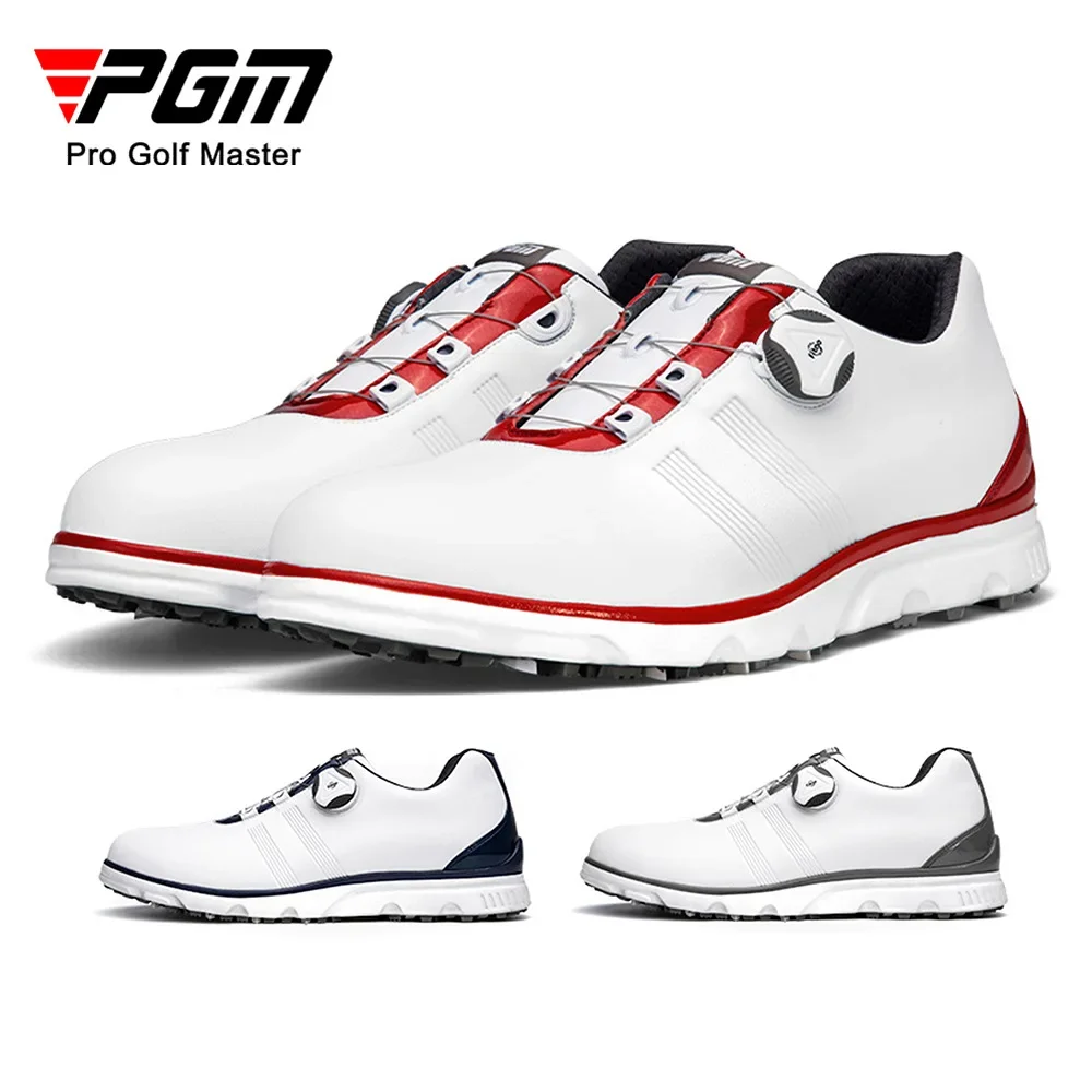 PGM Golf Sho es sepatu pria antiair tali Putar sepatu Golf Sneakers kancing antiselip