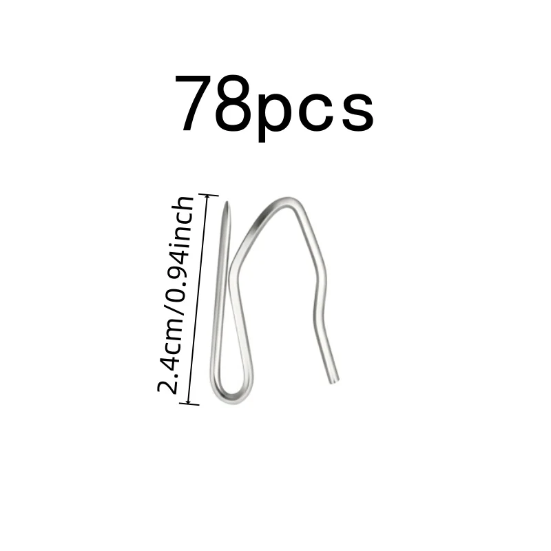 78 pcs 2.4cm Metal Pleat Hooks, S-Curve Shape Design for Home Window Drapery, Multipurpose, Versatile