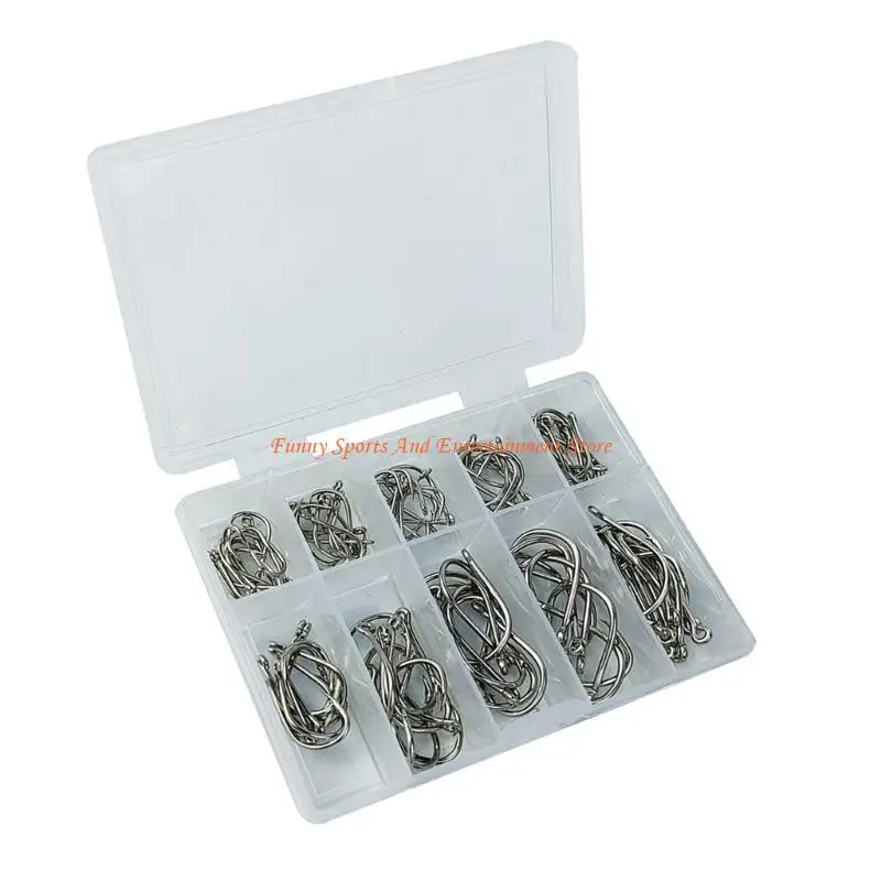 C4DE 500 قطعة خطاف الصيد من الفولاذ الكربوني مع صندوق مقصورة دوائر الكارب هوك صيد سمك الشبوط ملحقات صيد الأسماك