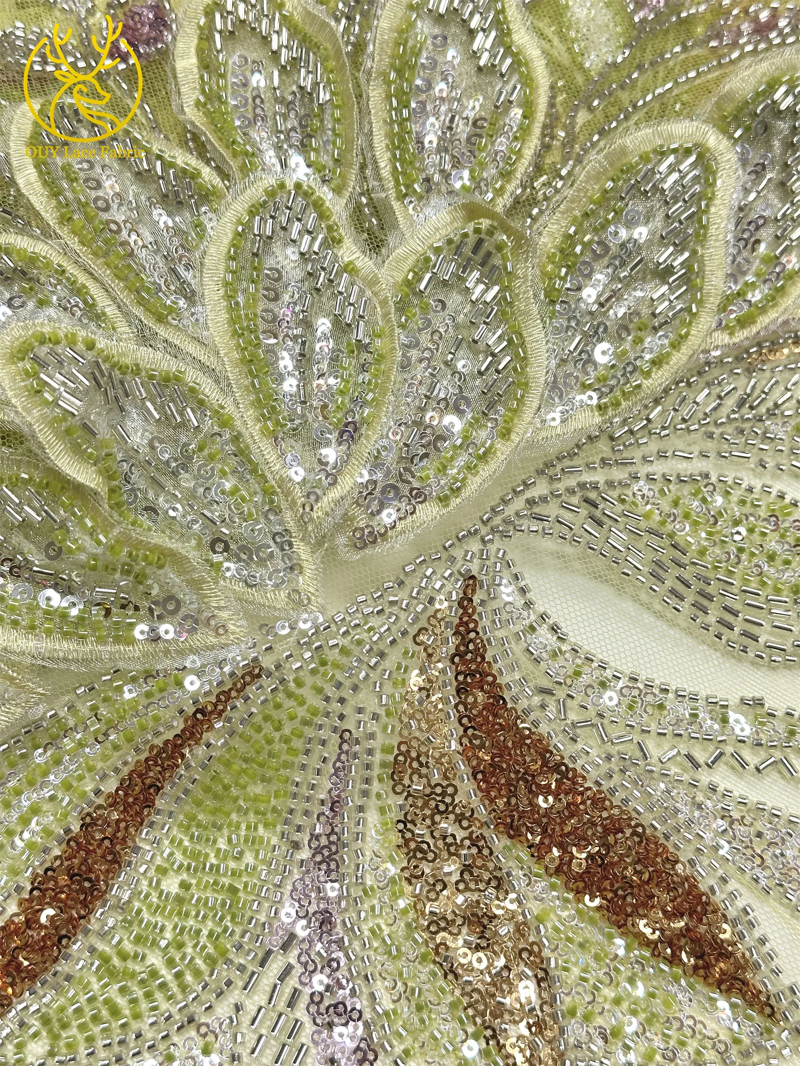 3D Afrikanischer DIY handgefertigter bestickter Perlen-Spitzenstoff, hochwertige nigerianische Pailletten-Französisch-Spitze aus Tüll für Damen-Hochzeitskleider – Detail 29