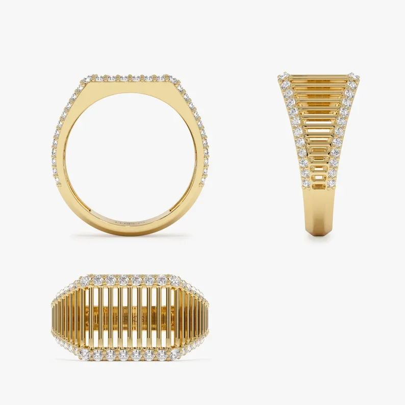 New Geometric Hollow Gold Plated Zircon Ring Female European And American Party Birthday 925 Silver Jewelry Gift