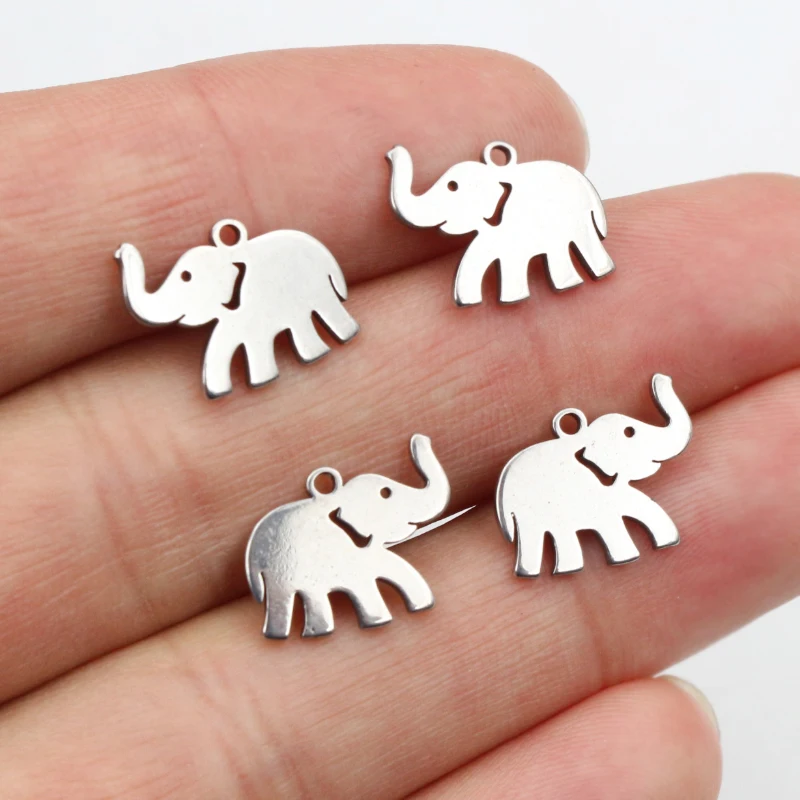 30pcs 15x10mm No Fade Charms 316 Stainless Steel Elephant Charms handmade Craft pendant Jewelry Making,DIY for necklace