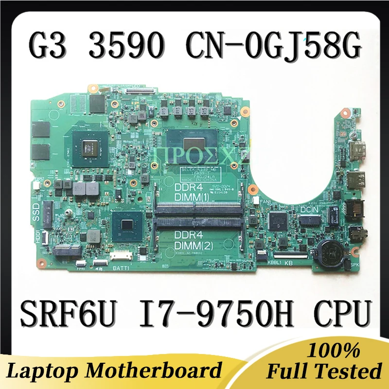 

Mainboard FOR DELL G3 3590 Laptop Motherboard CN-0GJ58G 0GJ58G GJ58G 18839-1 W/ SRF6U I7-9750H CPU GTX1050 100% Working Well