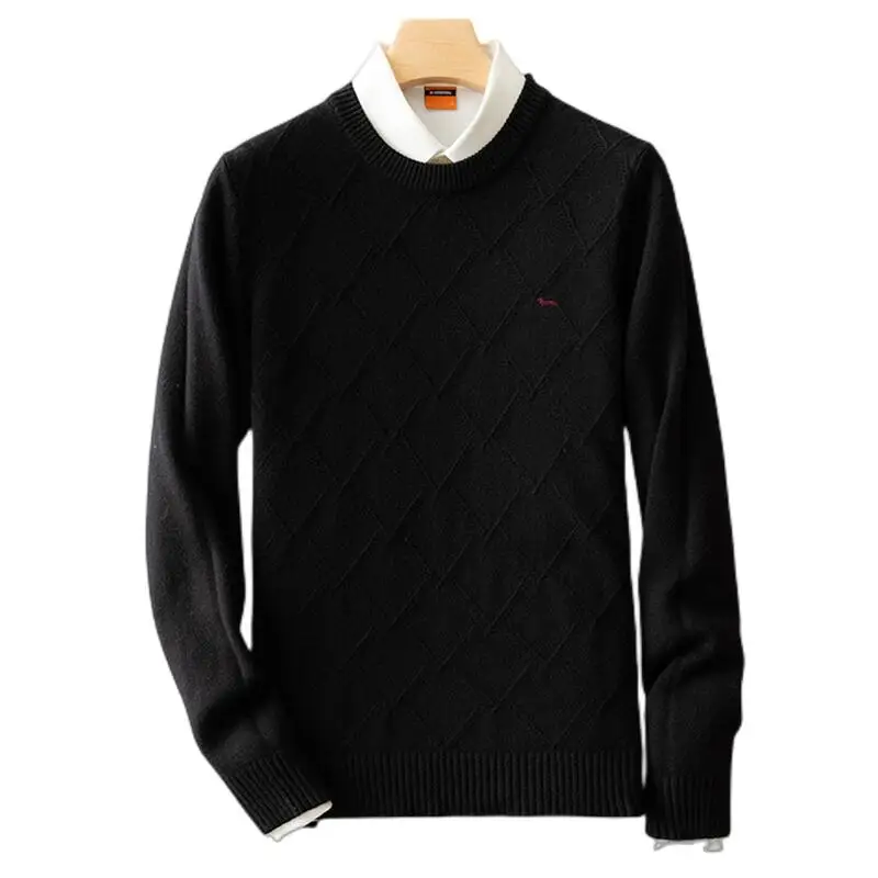 New Men Autumn Casual Sweater Pullovers Long Sleeve Embroidery Harmont O-Neck Solid Blaine Business Slim Fit Sweaters