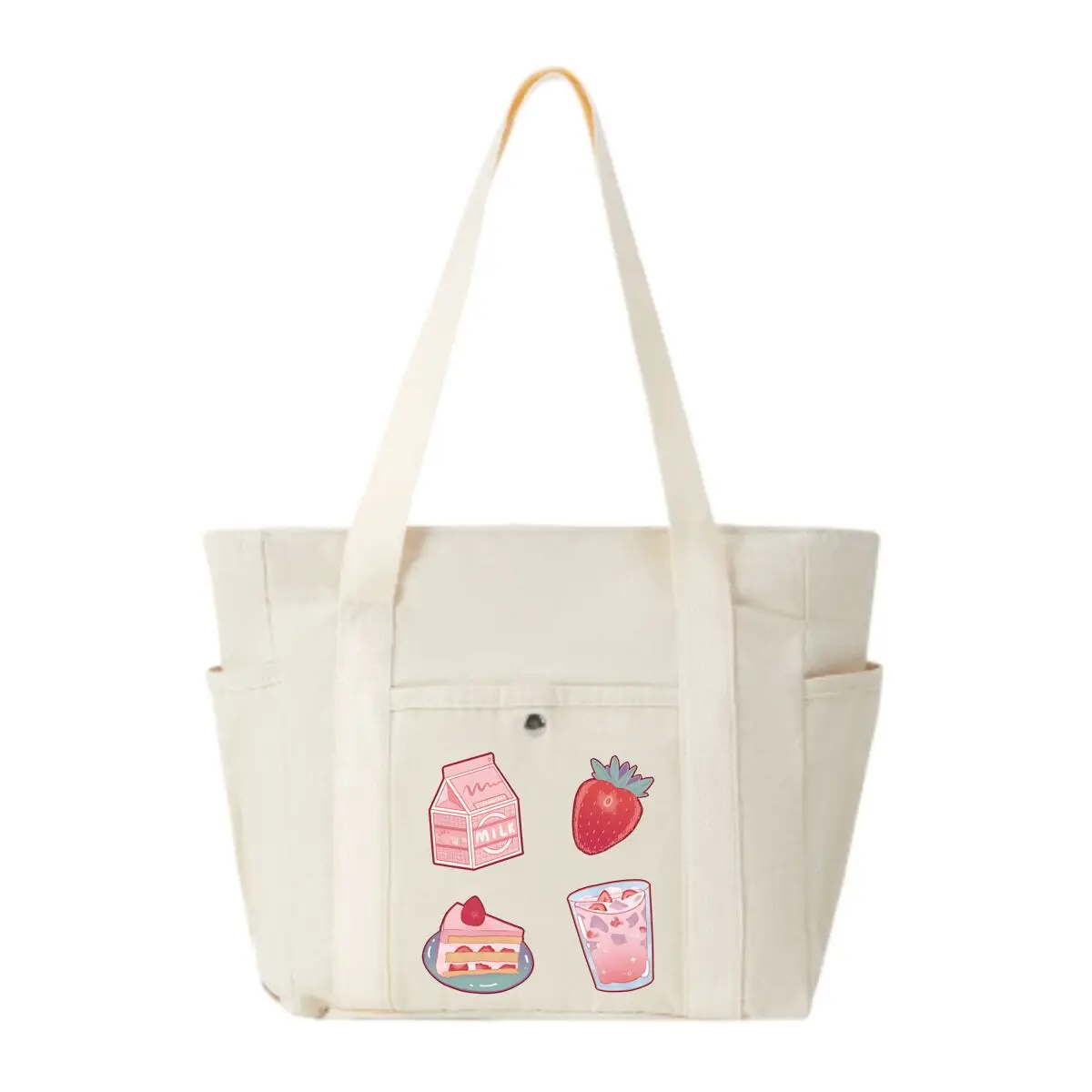

Sweet Art Brings Food Joy Large Capacity Canvas Tote with Multiple Pockets-Perfect for School/work Commute