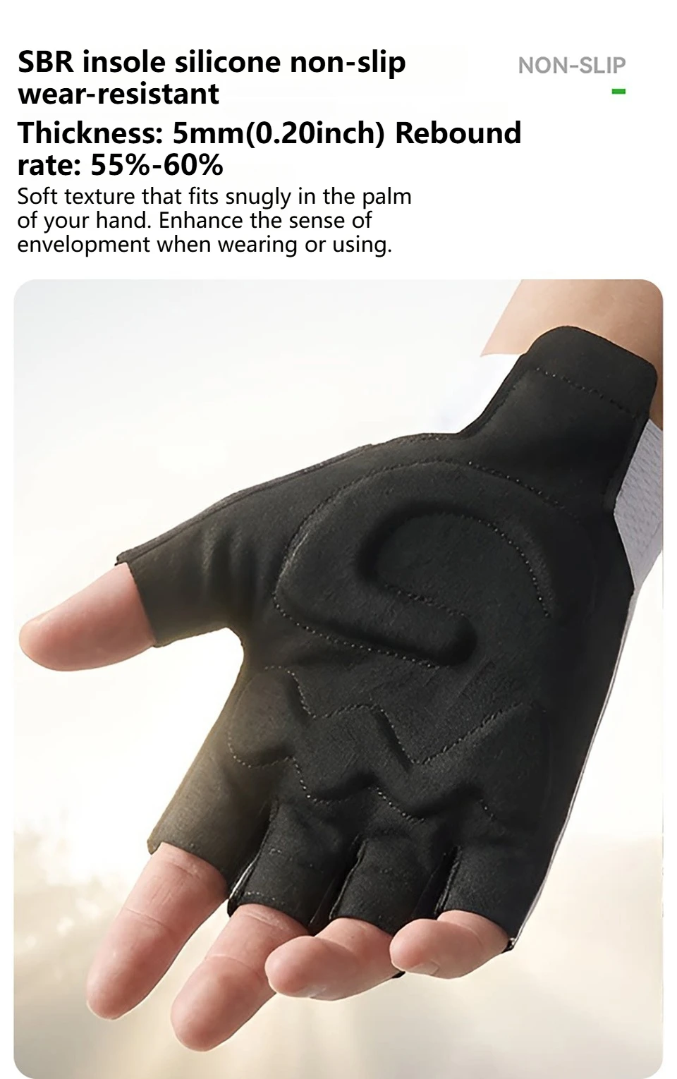 GTUBIKE Fahrradhandschuhe, stoßfeste Fahrradhandschuhe mit halben Fingern, atmungsaktive, stoßfeste kurze Fahrradhandschuhe, Sommerhandschuhe mit hoher Elastizität – Detail 8
