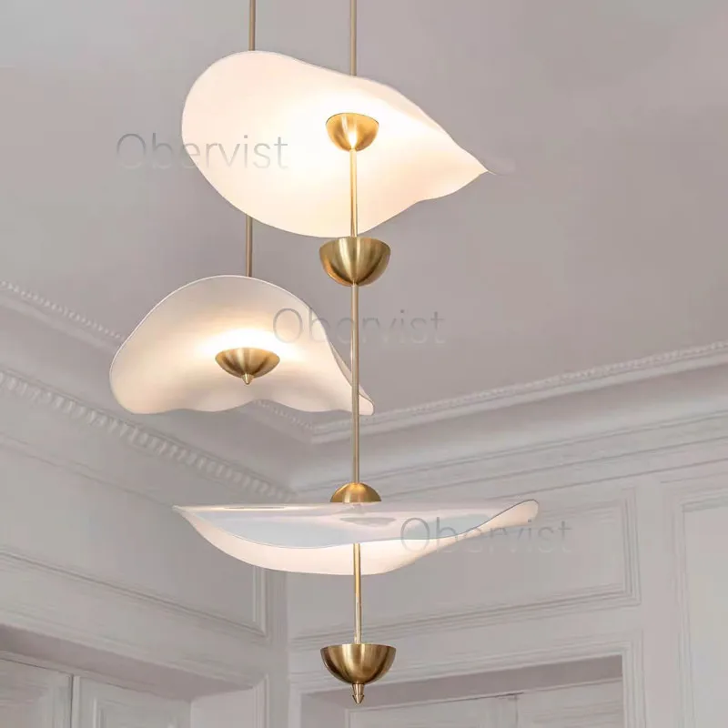 

Double Biscuit Pendant Light LED Acrylic Lotus Leaf Light Loft Staircase Hotel Shop Light Room Decor Artistic Pendant Lamp