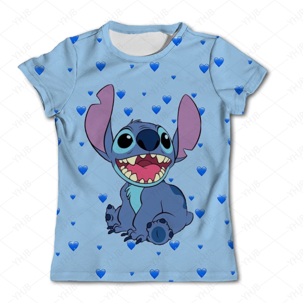 Children Boys Girls Stitch T Shirts Summer Short Sleeve Kids Stich Tops Tees Cartoon Casual Kids Clothes 1-14 Years Old T-Shirts