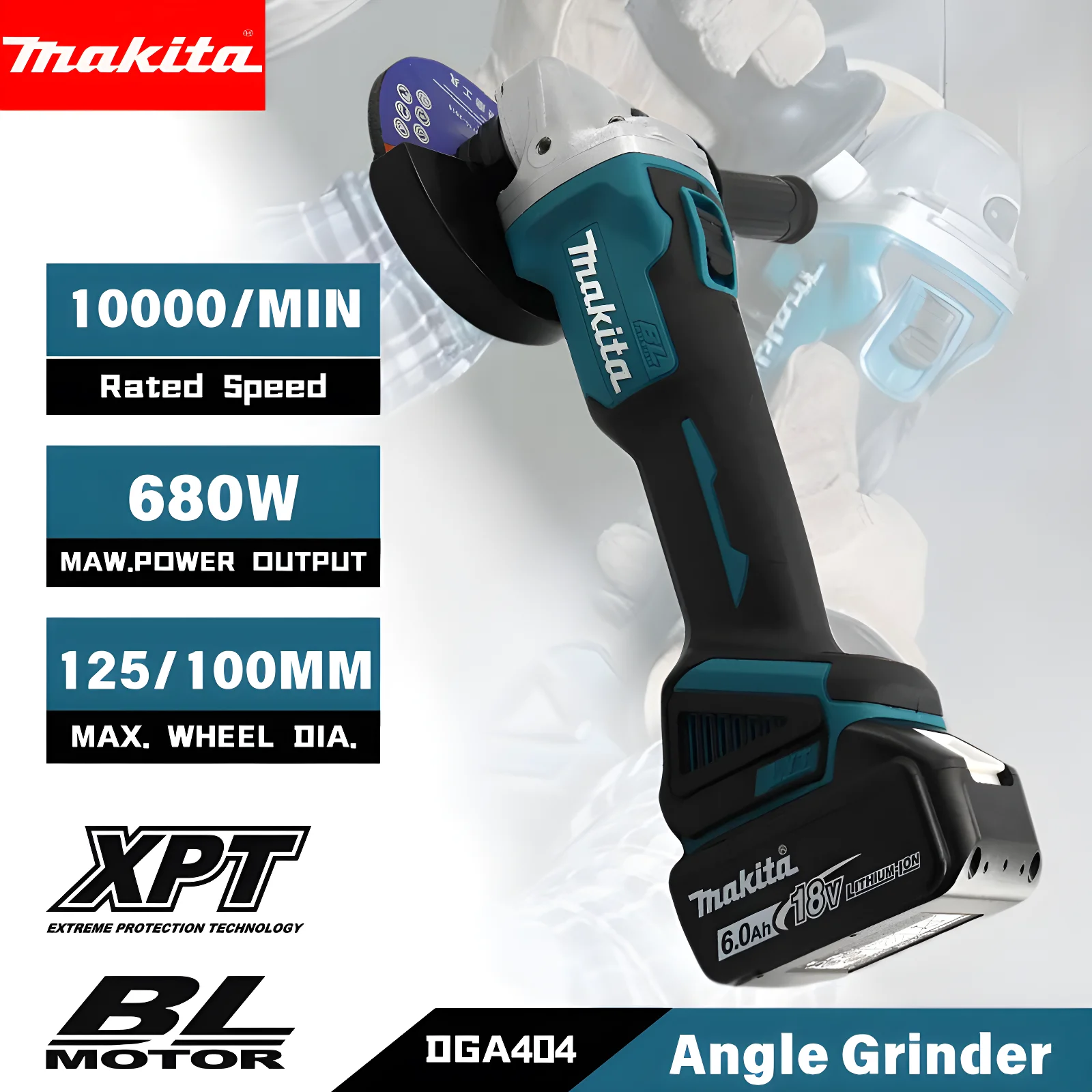 

Новая бесщеточная литиевая угловая шлифмашина Makita DGA404 18В 125мм, аккумуляторная отрезная машина, мощный электроинструмент