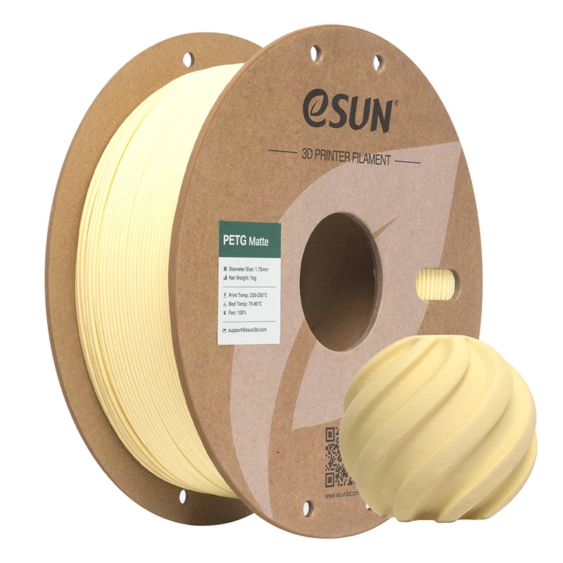 ESUN Matte PETG 2kg 3D-printfilamenten 1,75mm 1kg/rol Kosteneffectieve matte afwerking, instapmodel 3D-printmateriaal geschikt voor buitengebruik, snelle levering