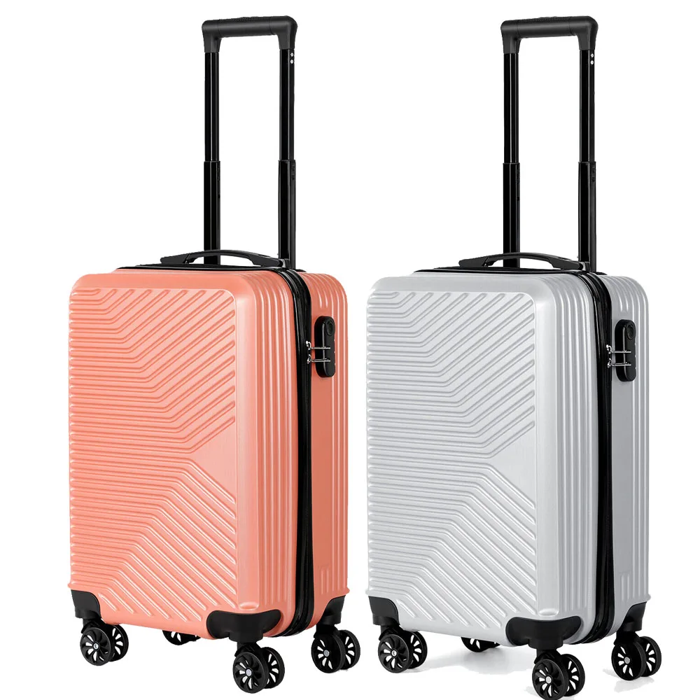 20-Inch Pink Luggage Boarding Abs Suitcase Business Carry on Traveling Luggage Women's Bag With Spinner Wheel Sliver