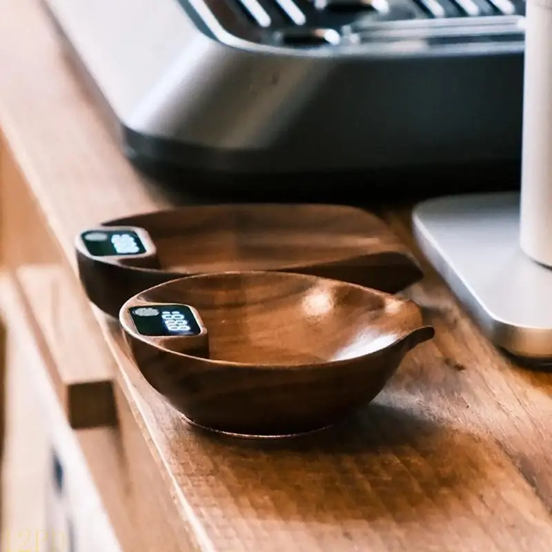 12PD Rectangular/Oval Walnut Digital Coffee Scale Espresso Weighing Device Electronic Weigher for Accurate Measurements