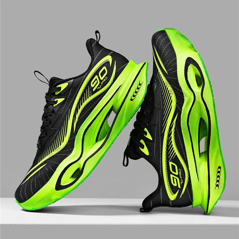 Herren-Freizeitsportschuhe, trendige, dämpfende Laufschuhe mit dicker Sohle, atmungsaktive, leichte Sportschuhe aus Mesh-Material, Laufschuhe mit hoher Dämpfung und weicher Sohle, rutschfest und abriebfest, für Jugendliche und Studenten. – Detail 12