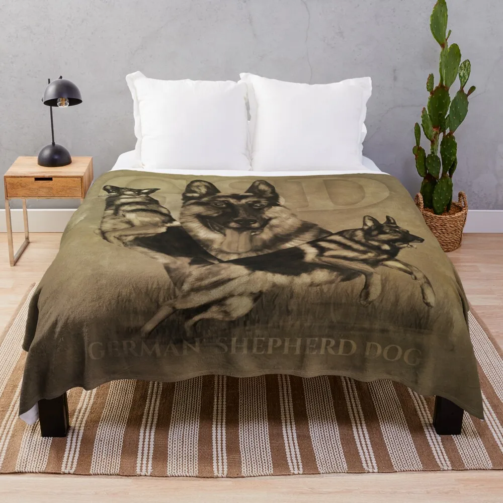 

German Shepherd Dog - GSD Collage Throw Blanket Beach Decorative Beds Flannel Fabric Comforter For Baby Blankets