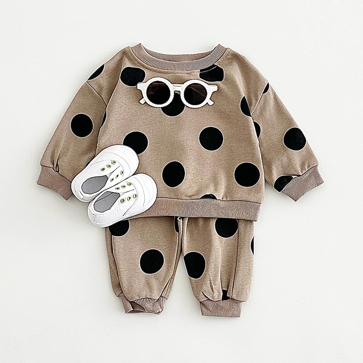 Newborn Baby 2Pcs Autumn Infant Clothes Suit 0-3Y Wave Point Sweatshirt Top+Trousers Spring Boys Girls Children Clothing