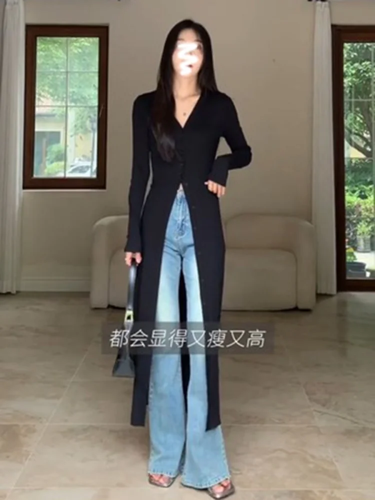 

Summer Women V Neck Single-breasted Long Thin Cardigan Jacket Casual Ice Silk Knitted Cardigans Ladies Slim Coat Sunscreen Shawl