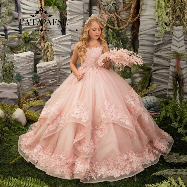 Horsehair trim flower girl dress best sale