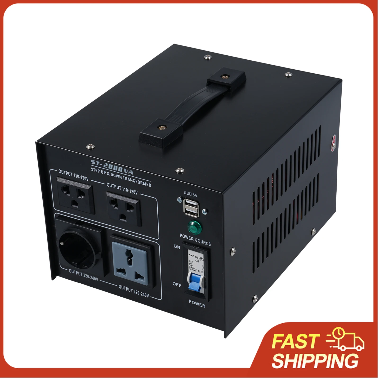 

1000W Voltage Transformer Step Up Down Converter Power Converter 220V to 110V 2x USB Ports High Efficiency Good Heat Dissipation