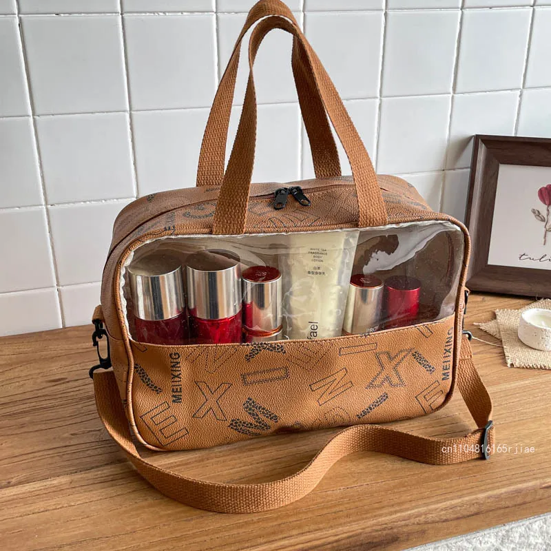 2026 New Women's Handbag Fashion High Quality PVC Transparent Makeup Bag Classic Versatile Large Capacity Outward Crossbody Bag