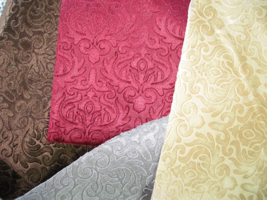 Golden Velvet Fabric By The Meter for Sofa Covers Pillowcases Sewing Plain Embossed Velour Cloth Breathable Smooth Purple Yellow