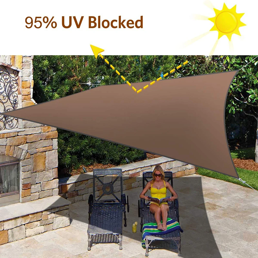 Brown Waterproof Sun Shade Sail All size Square Rectangle Triangle Garden Terrace Canopy UV-Block Shade Camp Hiking Yard Awnings