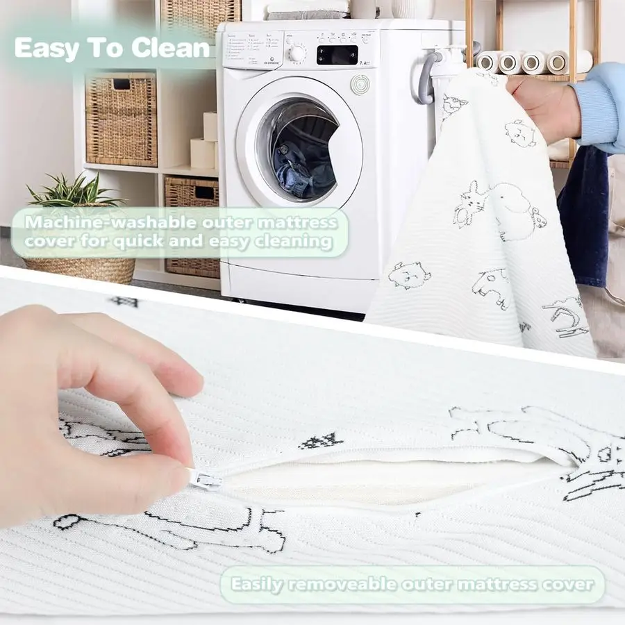 مرتبة التعبئة والتشغيل، مرتبة أطفال من إسفنج الذاكرة مزدوجة الجوانب مقاس 38 × 26 للتعب في الحزمة، مراتب لعب محمولة قابلة للطي مع #6