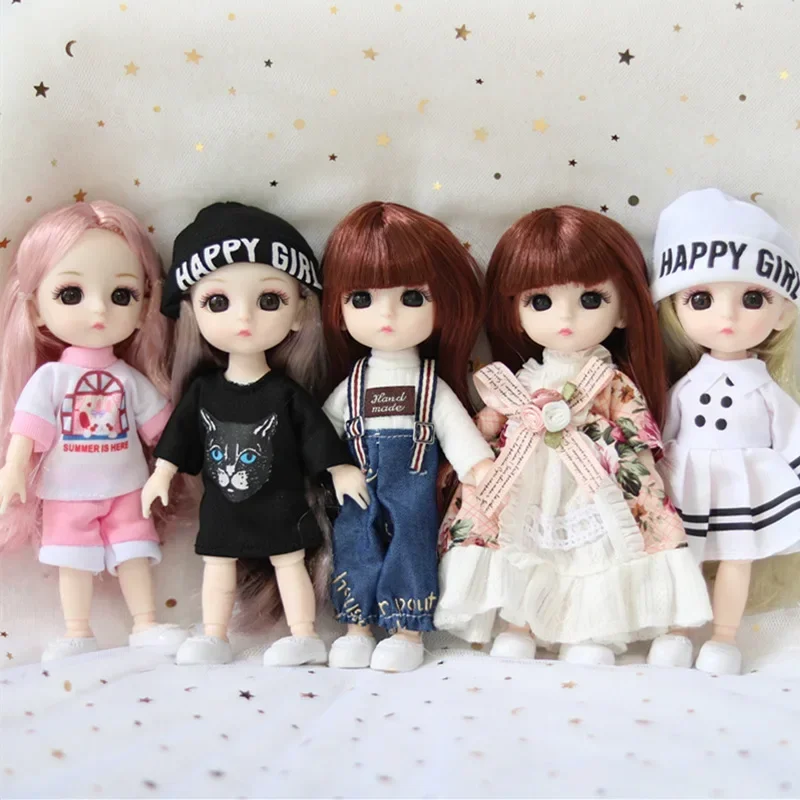 16cm 13 Joints BJD Doll Plastic Dolls Baby with Fashion Clothes Outfit Daily Casual Accessories Skirt Toys for Girls