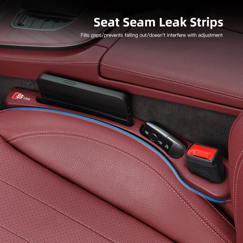 2Pcs Car Seat Gap Filler Leather Leak-proof Plug Strip For Audi S Line A3 Q5 A1 R8 Q3 A8 A4 A5 A6 Q6 S3 Q2 Q7 A7 SQ2 Q8 S4 SQ5