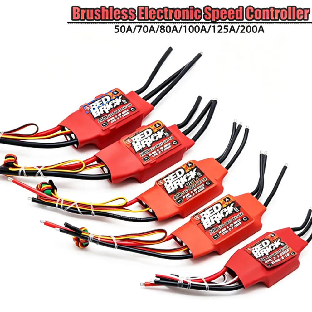 Red Brick 50A/70A/80A/100A/125A/200A ESC 2-7S 5V5A UBEC Brushless Speed Controller For RC Drone Airplane