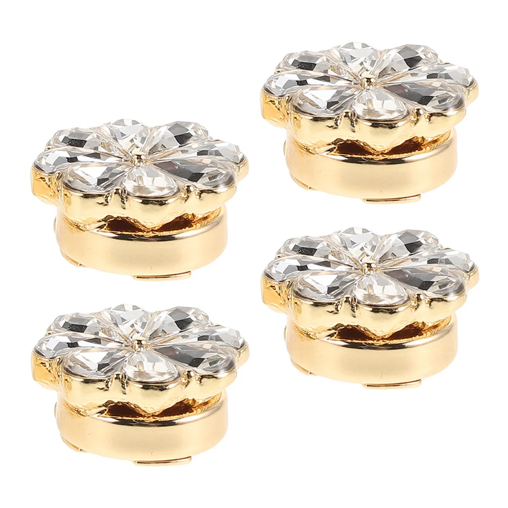 

4Pcs Flower Sleeve Cufflinks Elegant Rhinestone Buttons for Women Shirts Dresses Business Formal Occasions Jewelry Accessory