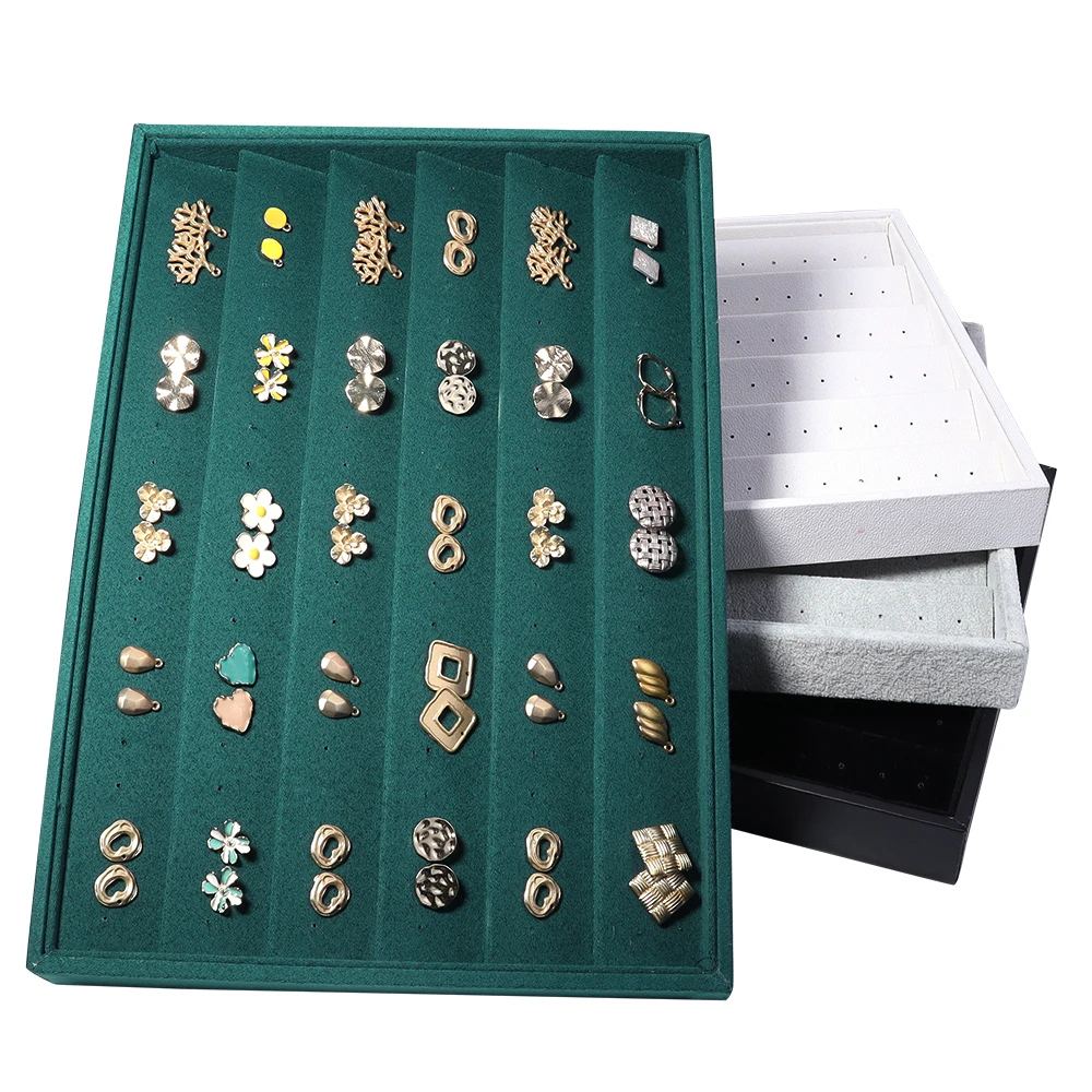 DC 1Pcs Velvet Jewelry Display Tray Multicolor Organizer Holder Box Necklaces Bracelets Rings Earring Storage Show Tray Case