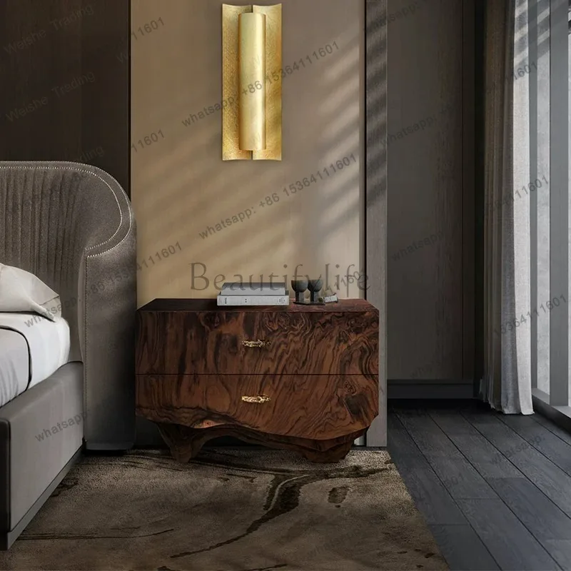 zj.Light luxury furniture/model house household solid wood bedside storage cabinet creative bedside cabinet