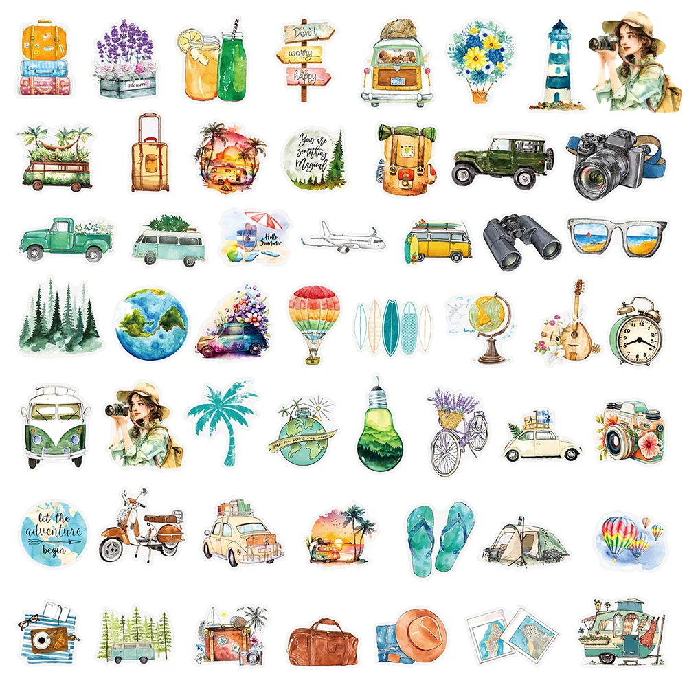 10/30/50pcs Transparent Outdoor Adventure Camping Stickers Geocaching Fishing Decals Waterproof Graffiti Bike Skateboard Car