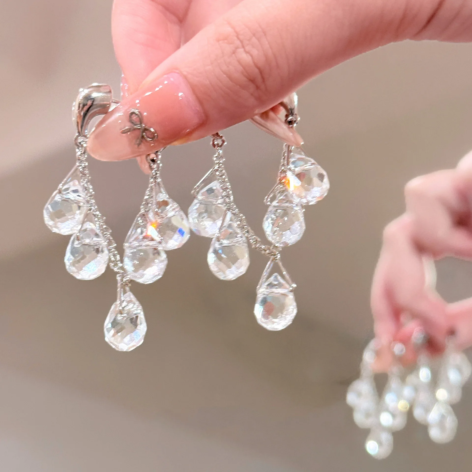 Fashion Creative Transparent Crystal Balls Drop Earrings For Women Trendy Ears Accessories Jewelry Party Casual Wear Girls Gifts