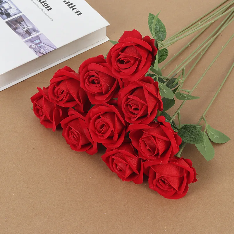 

Artificial Flower Flannel Rose Fake Flower Wedding Home Decoration Artificial Flower Decoration Valentine's Day Gift 51cm