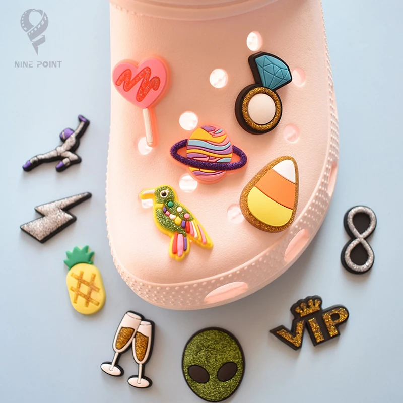 PVC Shoe Charms Silver lightning Shoe Accessories Infinite symbol Shoe Decoration Shoe Buckles for Clog Sandals X-mas Gifts