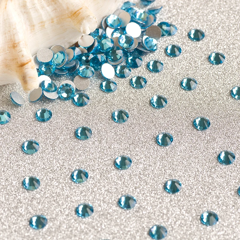 5A Aquamarin Strasssteine, nicht heißklebend, flache Rückseite, Glas-Strass für Nagelkunst und Kleidungsdekorationen, neue Stein-Nagelkunst-Zubehörteile – Detail 5