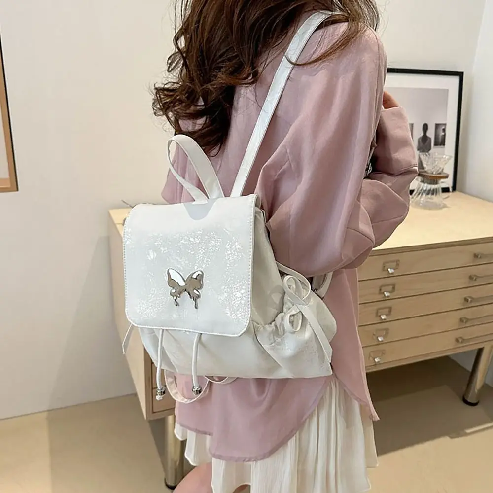 Fashion Bowknot Schoolbag Adjustable Strap Waterproof Backpack Large Capacity PU Two Shoulder Bag Woman