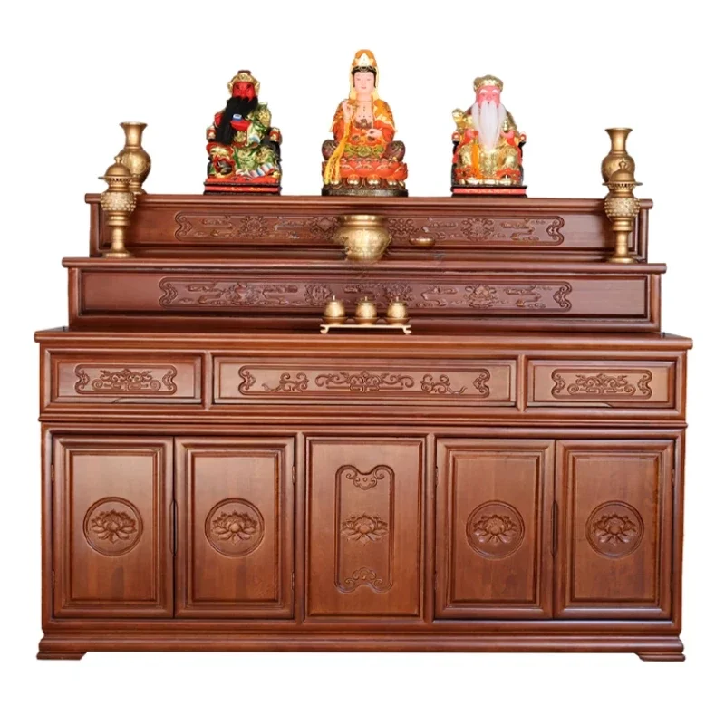 

Zk Altar Incense Burner Table Household Three-Layer Buddha Shrine Tibetan Solid Wood Desk for God