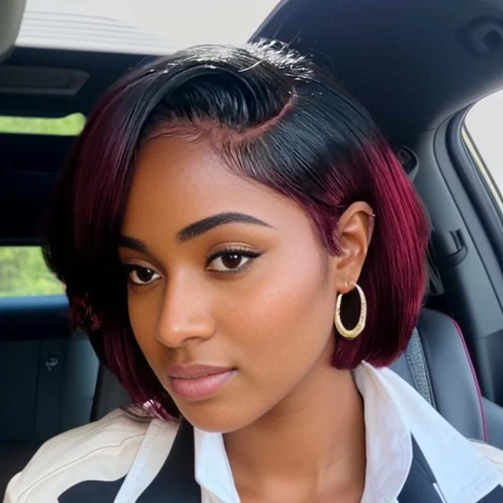 13X4 보브 레이스 프론탈 가발 브라질리언 인모 가발 (흑인 여성용) 1b/99j 색상