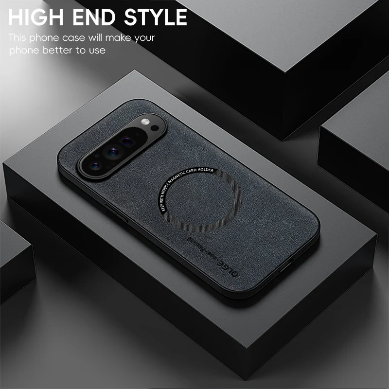 Retro Busines Texture PU Leather Magnetic Charging Soft Case For Google Pixel 10 9 A Pro XL 5G Skin-Touch Shockproof Phone Cover