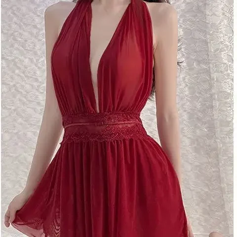 Sexy Women Nightwear Slip Dress Lace Skirt Mesh Backless Slips The Nightgown Woman Very Sexuality Sleepwear for Sleeping Pyjama