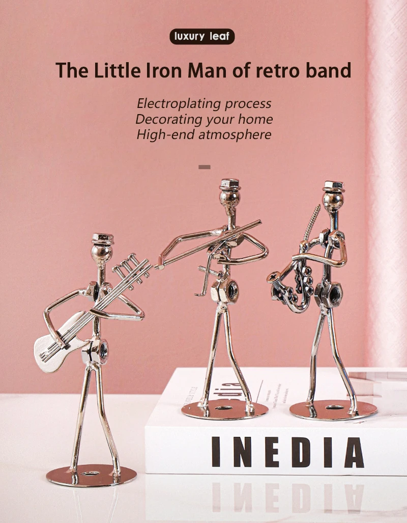 Retro Eisenkunst-Bandornament Metall Galvanisiert Mini Musik Minimalistische Gitarre Violine Dekoration Handarbeit Klassisches Geschenk – Detail 1
