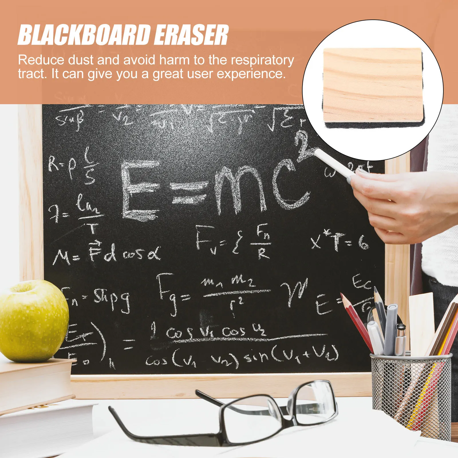

12pcs Wooden Chalkboard Eraser Lightweight Dust-Free Blackboard Eraser For Kids Classroom Dry Erase Board Reusable Whiteboard