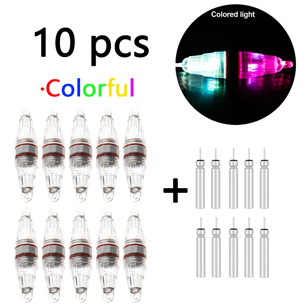 

10-шт светодиодный мигающий светильник с двойной головкой для рыбалки, уличный водонепроницаемый светильник для приманки для рыбы, светильник для рыболовной сети, светильник для волос