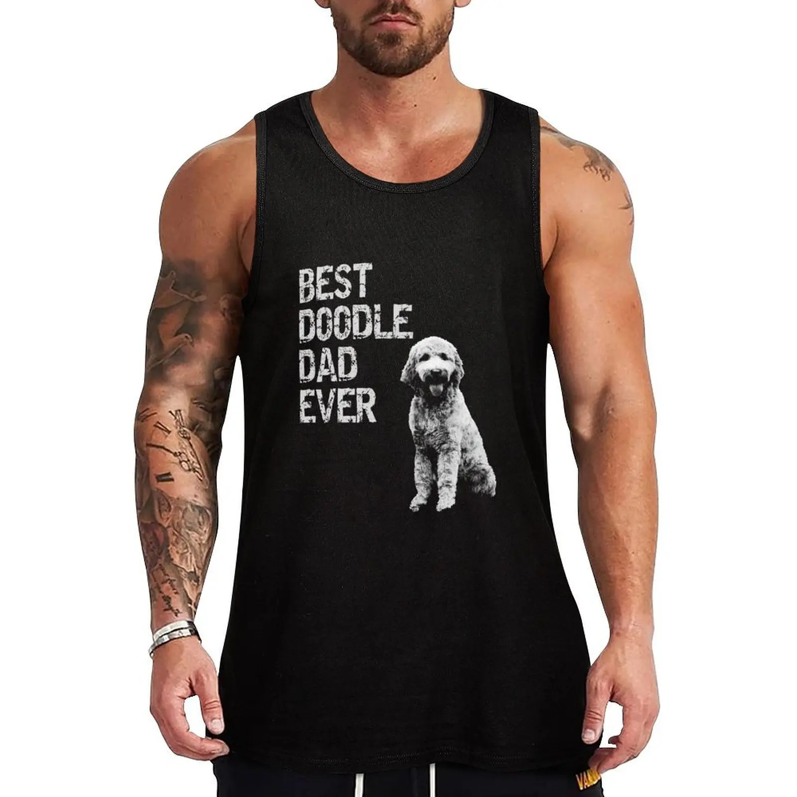 Camiseta para papá de Goldendoodle, el mejor papá de Doodle de todos los tiempos, regalo para dueño de mascotas, camiseta sin mangas básica deportiva de algodón informal para el día a día