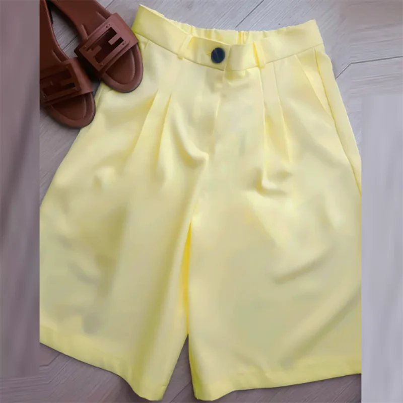 Dames losse blazerpak effen casual kraagvorm één knop jas hoge taille shorts 2025, zomer herfst formele nieuwe outfits
