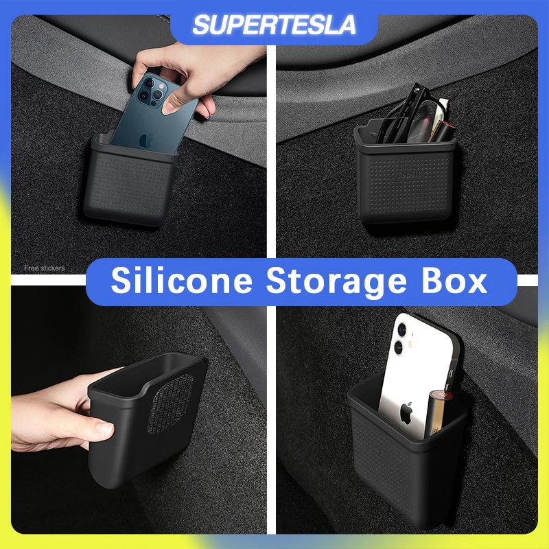 Silicone Hidden Storage Box Car For Tesla Model 3 Y S X 2017-2025 Interior Stowing Tidying Accessories