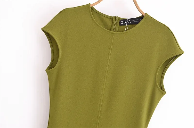 여름 간단한 솔리드 컬러 여성 오피스 드레스 패션 라운드 넥 여성 민소매 긴 드레스